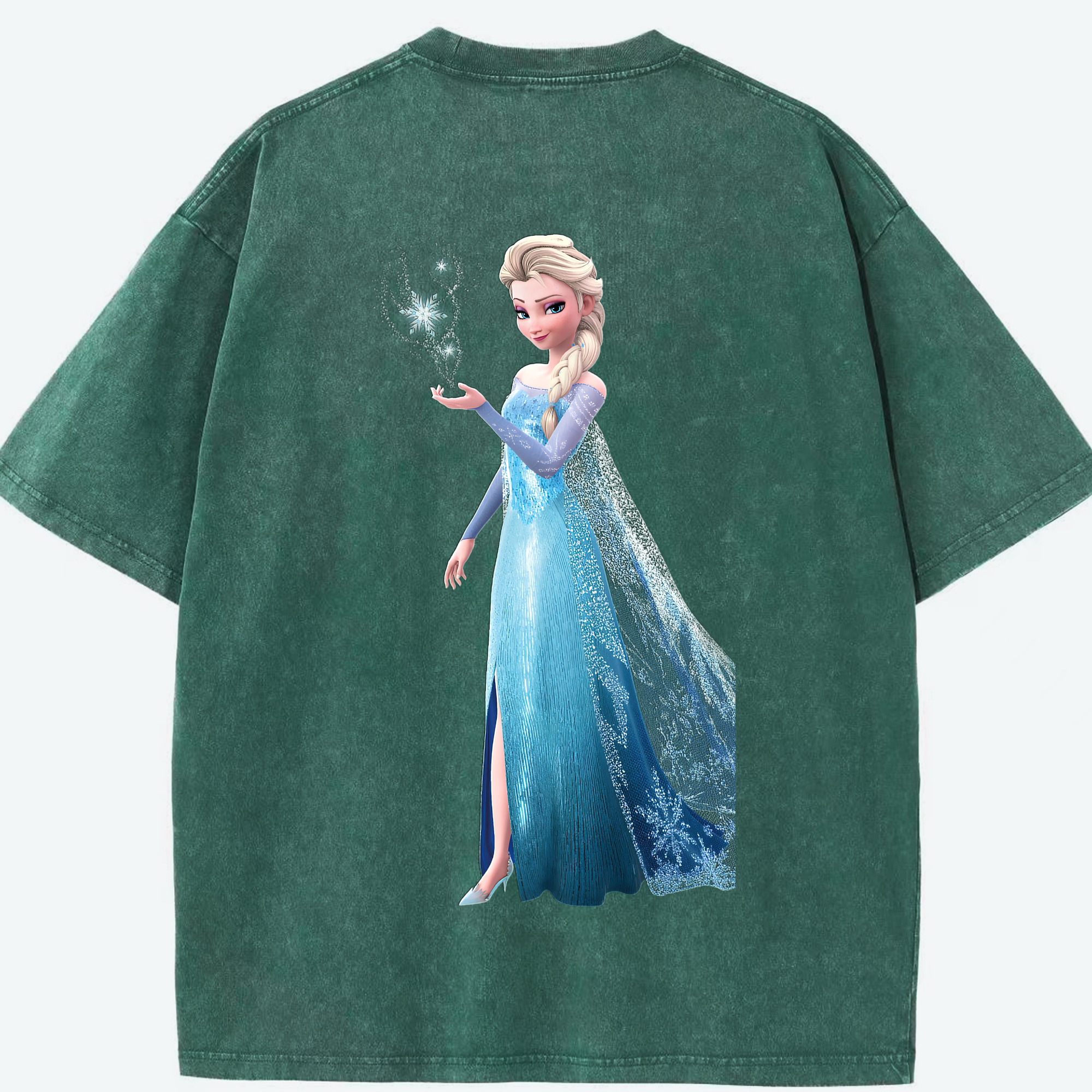 （画像用） アナと雪の女王 アンナ エルサ Frozen Anna Elsa 綿100% ヴィンテージ風 半袖Tシャツ（背面プリント）